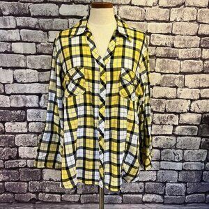 Cato NWT V-Neck Button Down Plaid Blouse Size 22/24